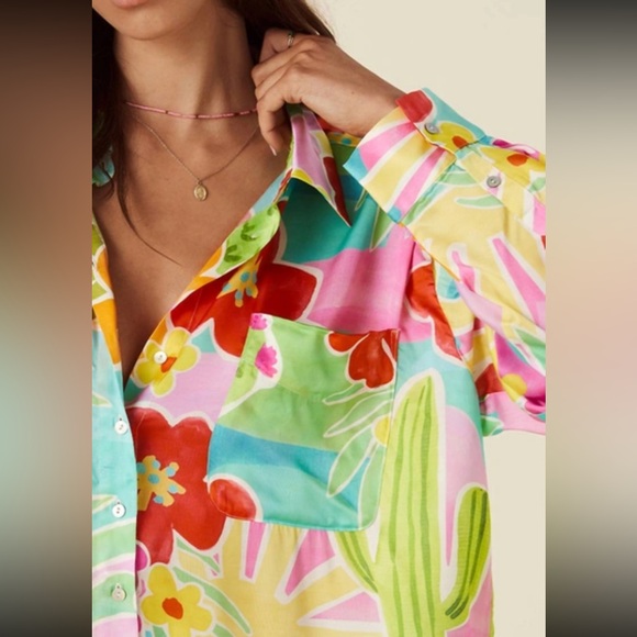 New Spell x Free People Floral Tutti Fruitti XS, S, M Pink Button Shirtdress - Picture 8 of 15